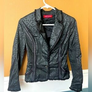ANGELO MARANI Women’s Unique Blazer Size 42 Patterned Fringe Lace Whimsigoth
